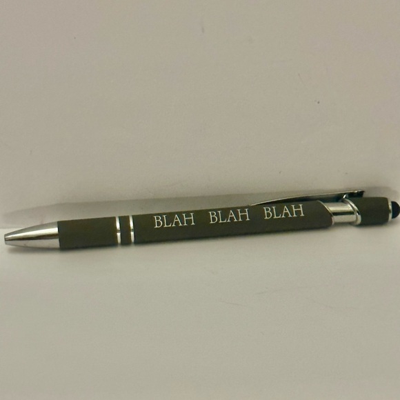 Black Stylus Pen with 'BLAH BLAH BLAH' Design - Picture 1 of 2